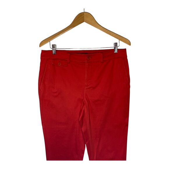 Lauren Ralph Lauren Ankle Pants SZ 10 Pink Red Capris Classic Casual Preppy - Picture 2 of 11